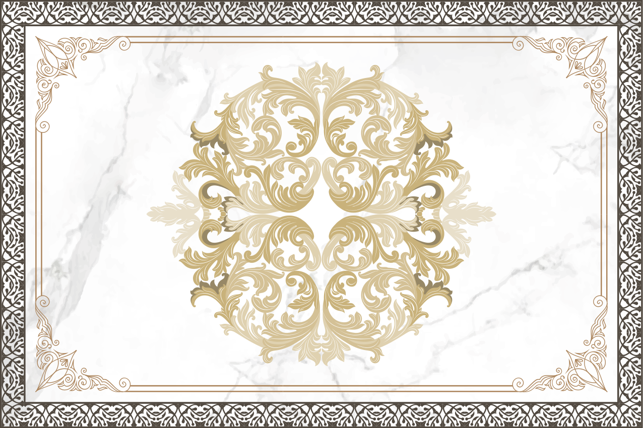 Tovaglietta americana elegante marmo bianco barocco - TenStickers