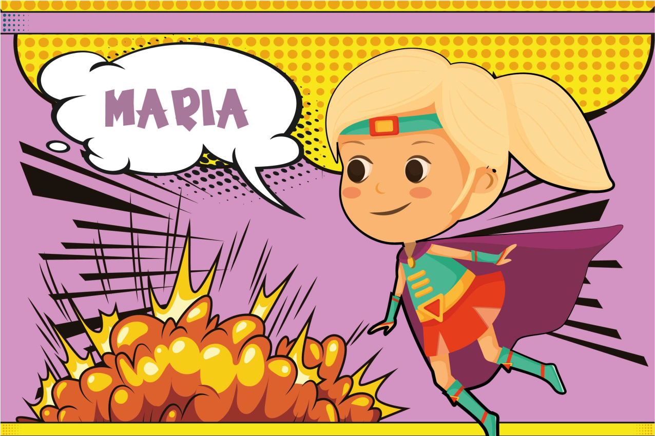 Tovaglietta americana con nome superheroina a fumetti - TenStickers