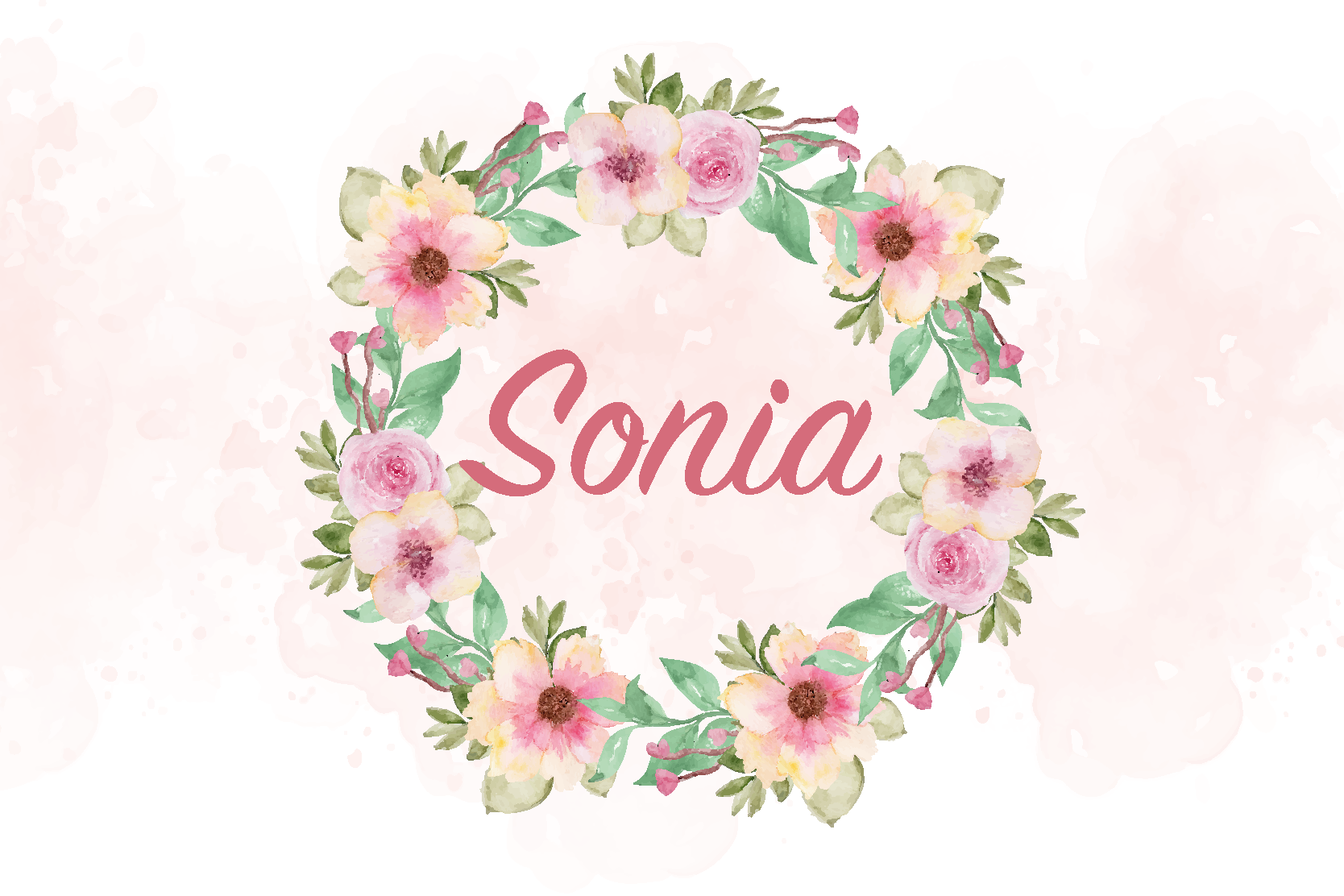 Tovaglietta americana con nome fiori ad acquerello - TenStickers