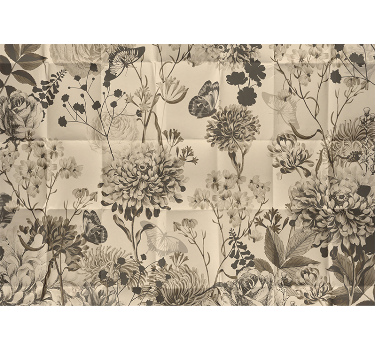 Fotomurale camera da letto disegno floreale beige - TenStickers