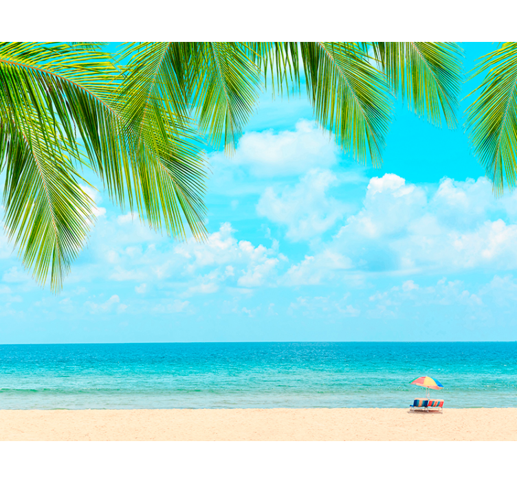 Esotico fotomurale mare con palme - TenStickers