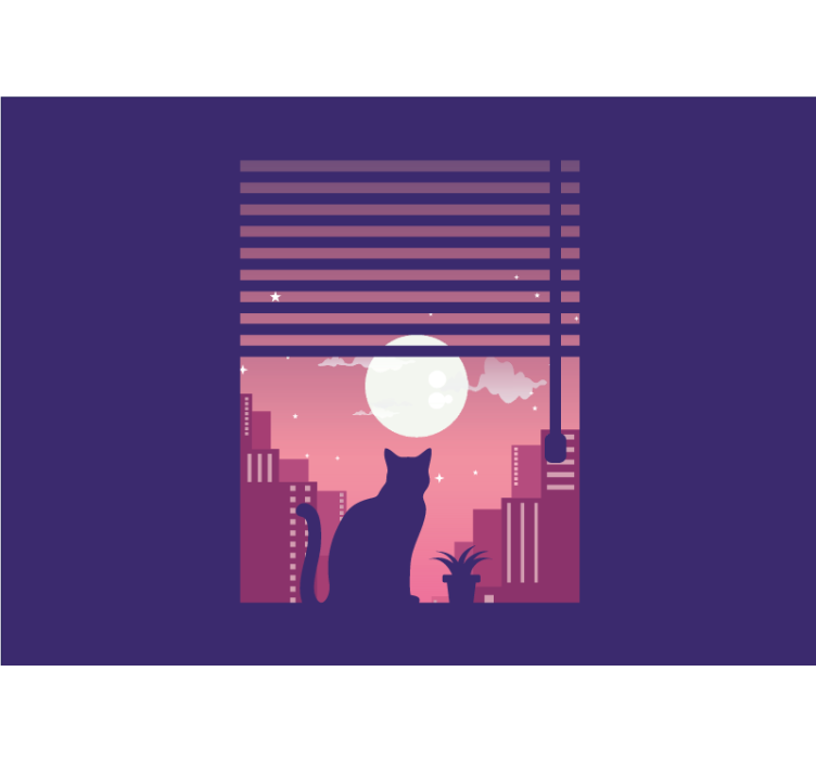 Fotomurale animali sagoma di gatto vista notturna - TenStickers