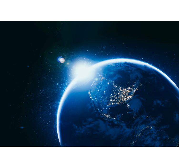 Fotomurale mappamondo Terra dallo spazio con il brillamento solar - TenStickers