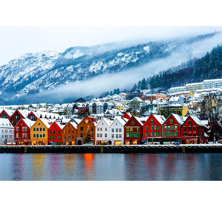 Fotomurale città case colorate sul lungomare - TenStickers