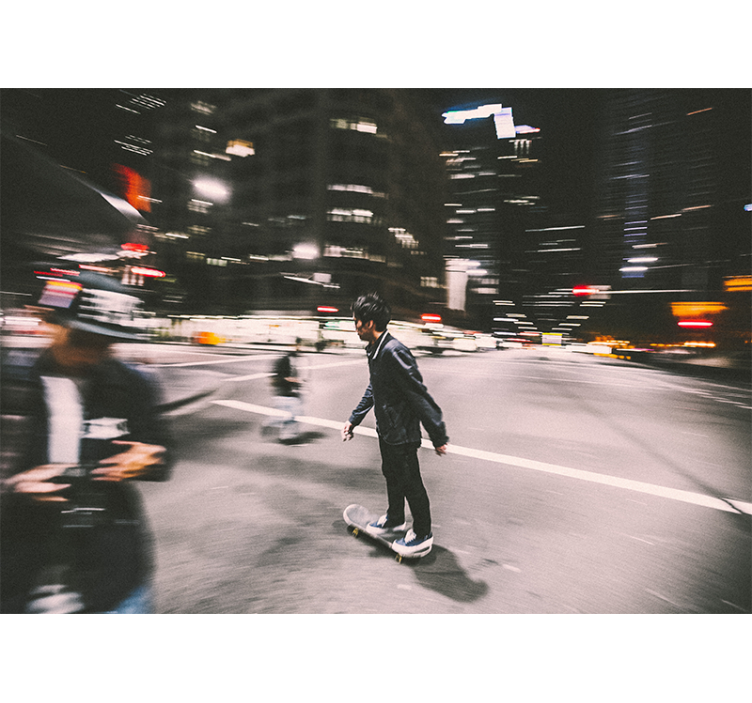 Fotomurale città pattinaggio notturno urbano - TenStickers