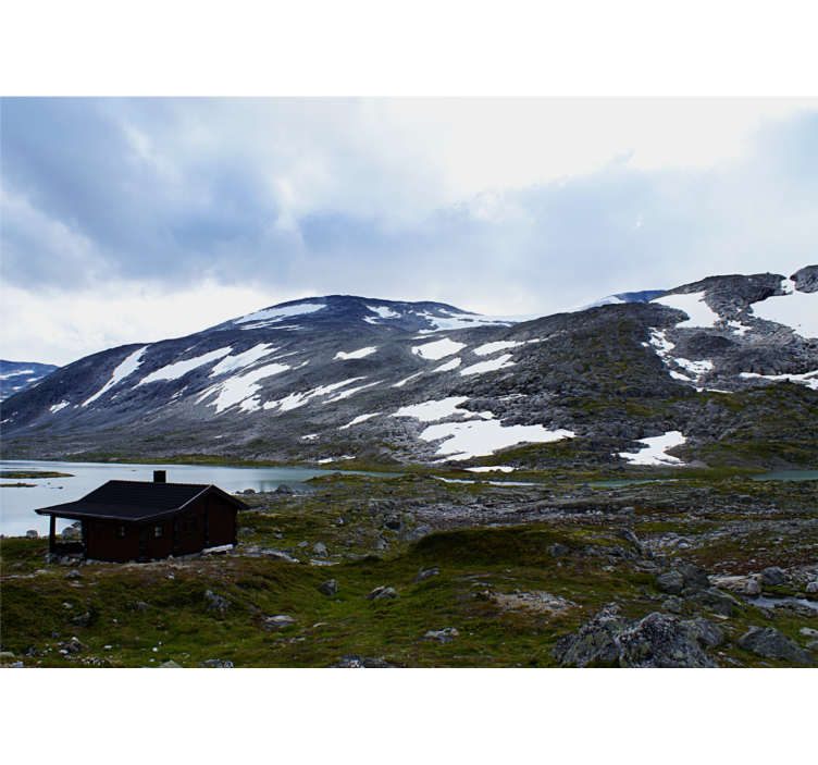 Fotomurale paesaggi rifugio al lago montano - TenStickers