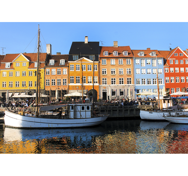 Fotomurale città abitazioni lacustri vibranti - TenStickers