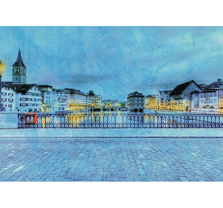 Fotomurale città vista sul fiume di zurigo - TenStickers