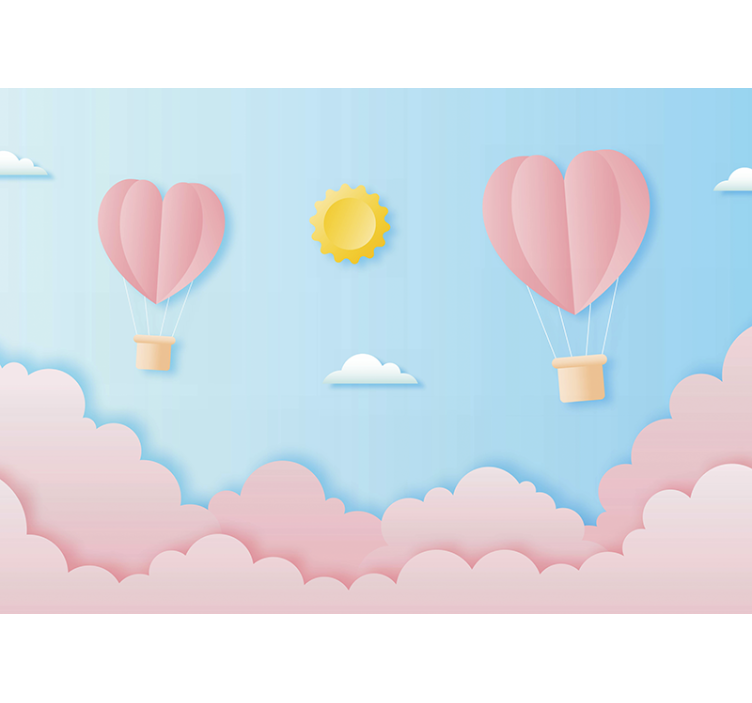 Fotomurale amore palloncini a forma di cuore - TenStickers