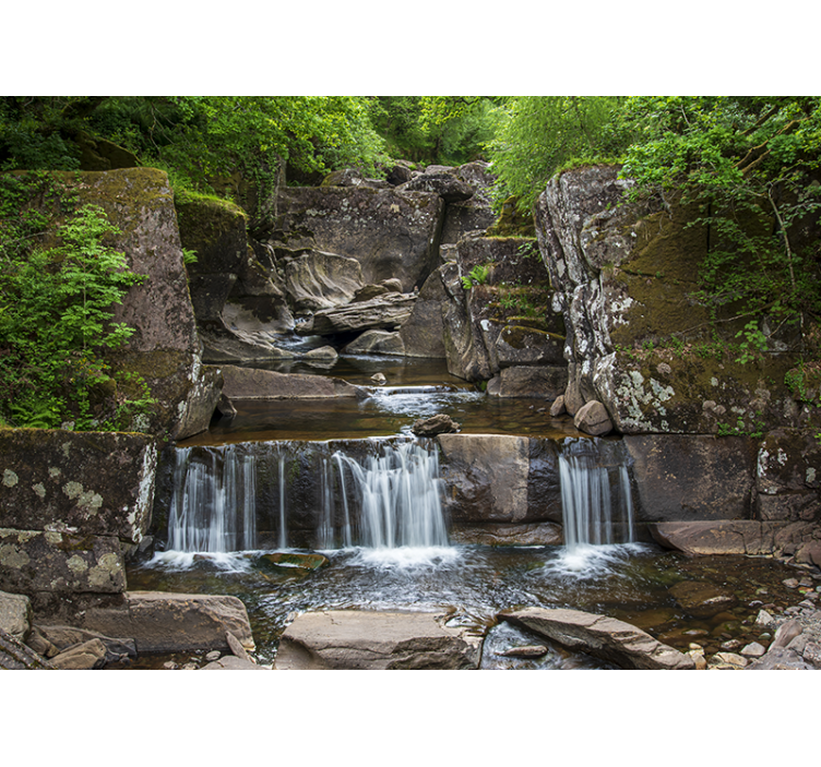 Fotomurale montagna cascata della natura serena - TenStickers