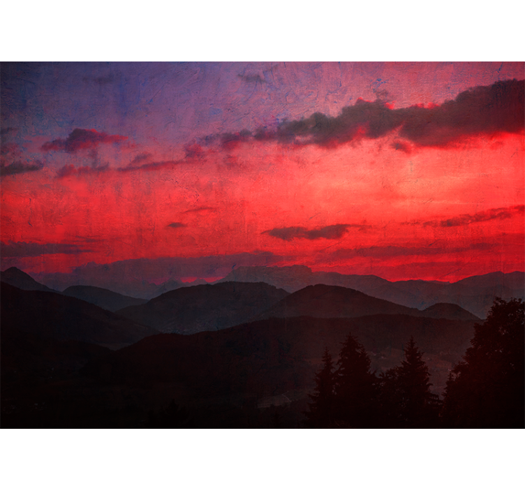 Fotomurale montagna tramonto drammatico sulle vette - TenStickers