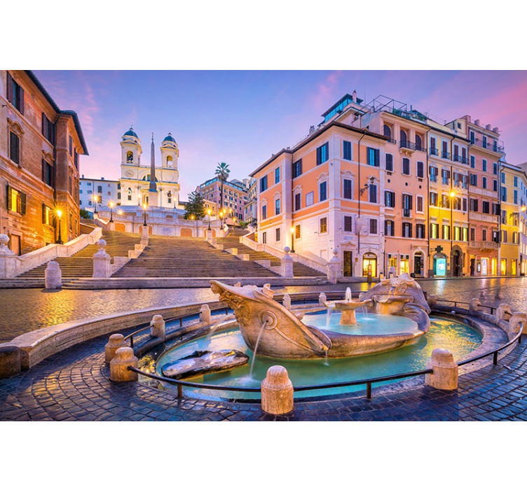 Fotomurale città fontana di piazza di spagna - TenStickers
