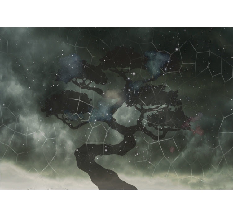 Fotomurale spaziale silhouette di albero celestiale - TenStickers