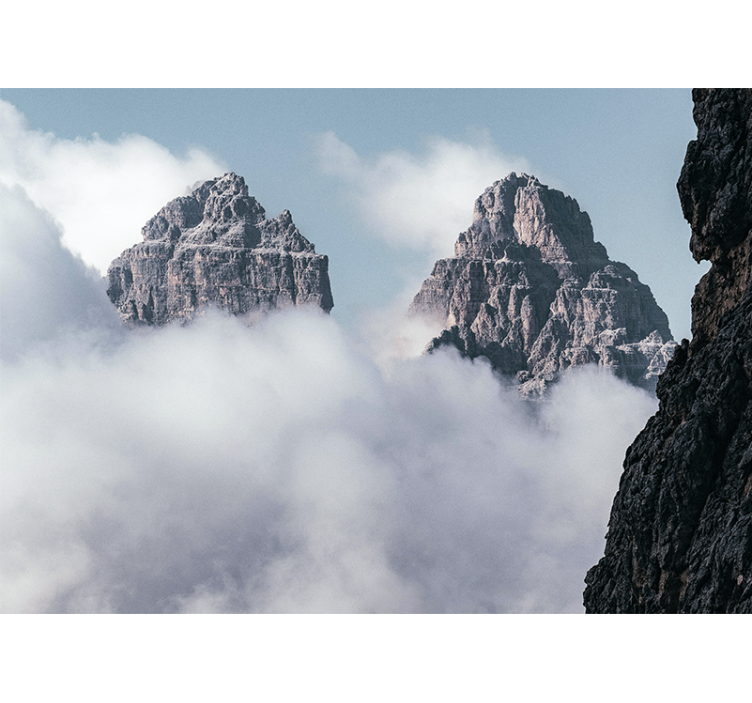 Fotomurale montagna vette maestose tra le nuvole - TenStickers