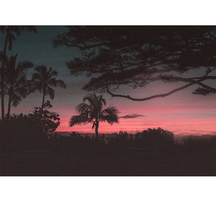 Fotomurale paesaggi silhouette al tramonto tropicale - TenStickers