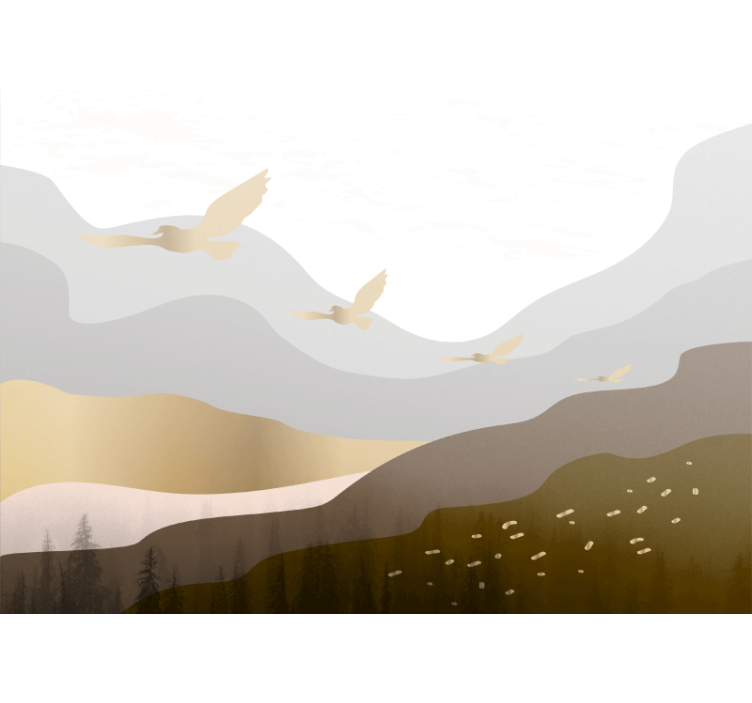 Fotomurali natura silhouette di uccelli volanti - TenStickers