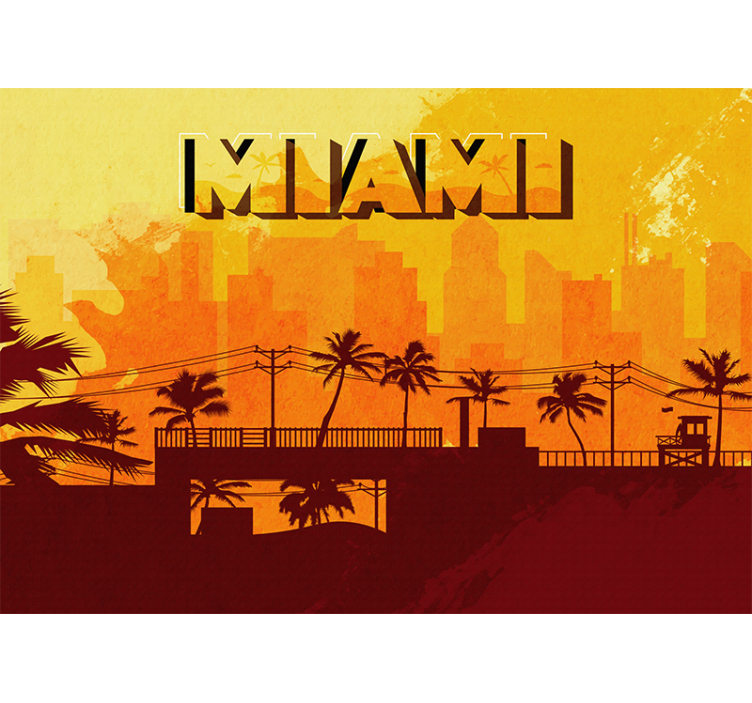Fotomurale città skyline di miami al tramonto - TenStickers