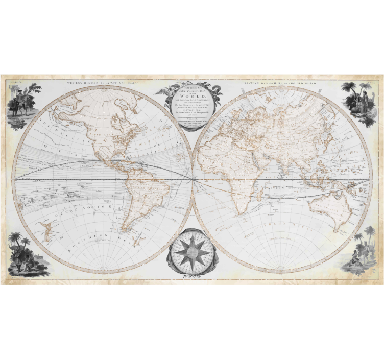 Fotomurale per l'ufficio mappa del mondo vintage acquerello - TenStickers