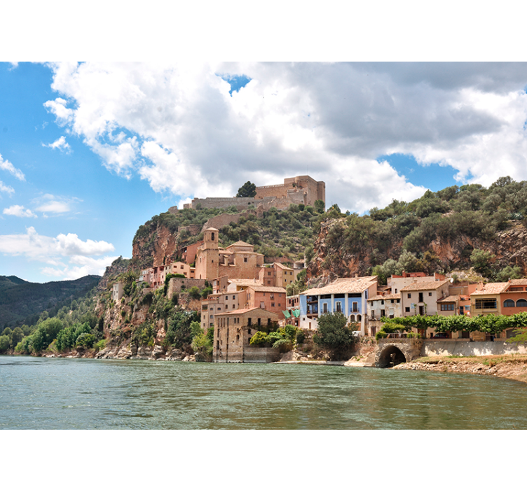 Fotomurali città e paesi cittadina collinare mediterranea - TenStickers