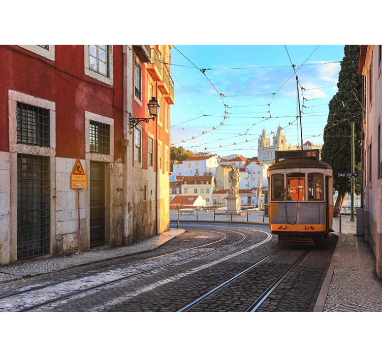 Fotomurale città scena di strada del tram - TenStickers