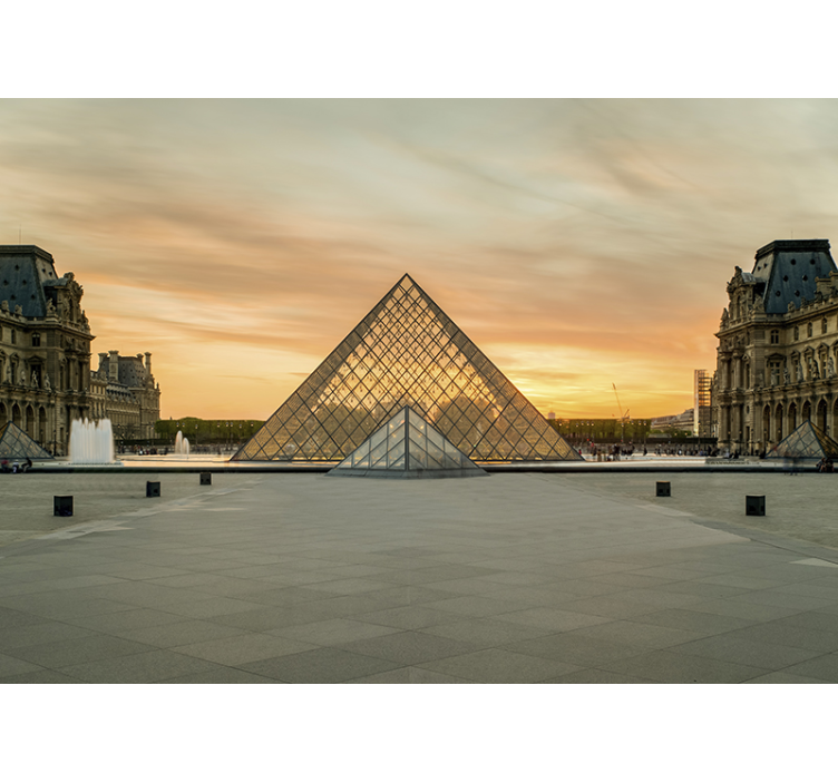 Fotomurale parigi tramonto sulla piramide del louvre - TenStickers