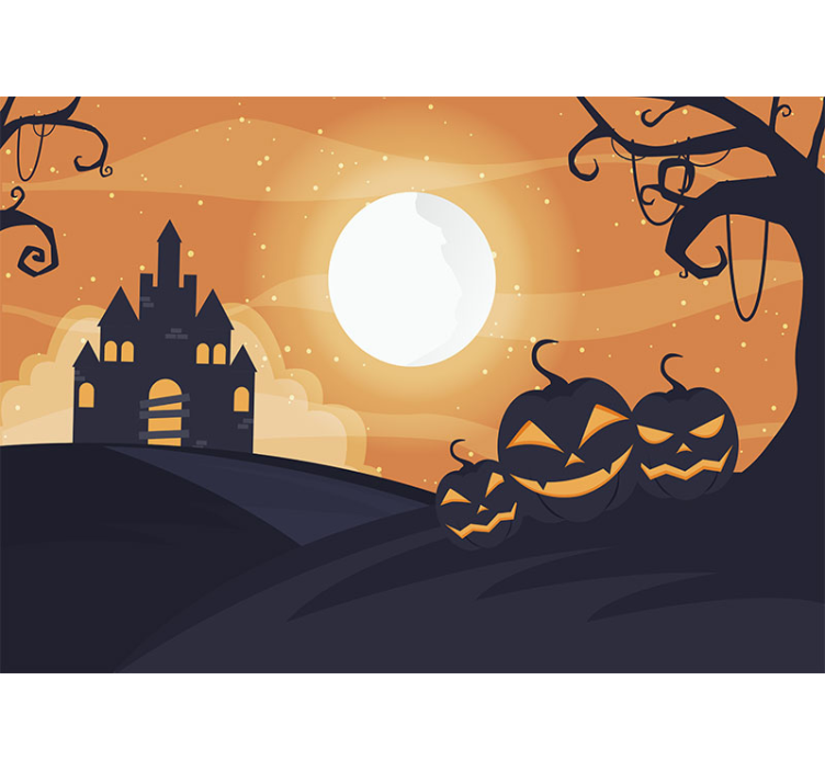 Fotomurale di Halloween notte castello infestato - TenStickers