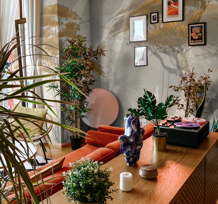 Fotomurale soggiorno graziose sagome di alberi - TenStickers