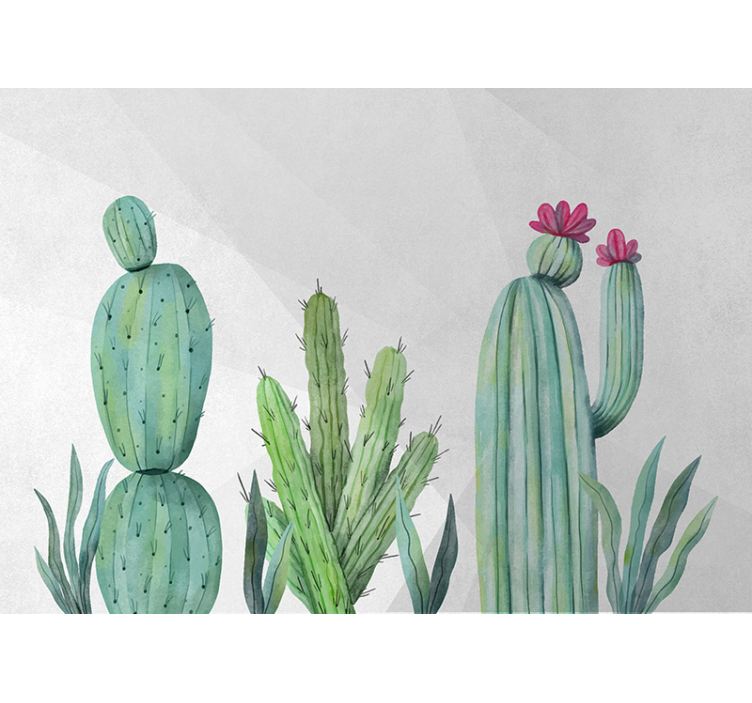 Fotomurali natura design floreale con cactus - TenStickers