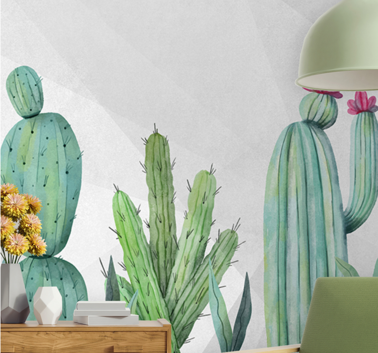 Fotomurali natura design floreale con cactus - TenStickers