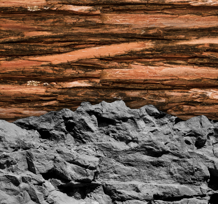 Immagini carta da parati salotto legno e pietra - TenStickers