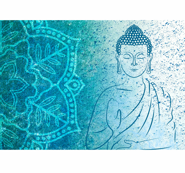 Carta da parati con Buddha colore blu - TenStickers