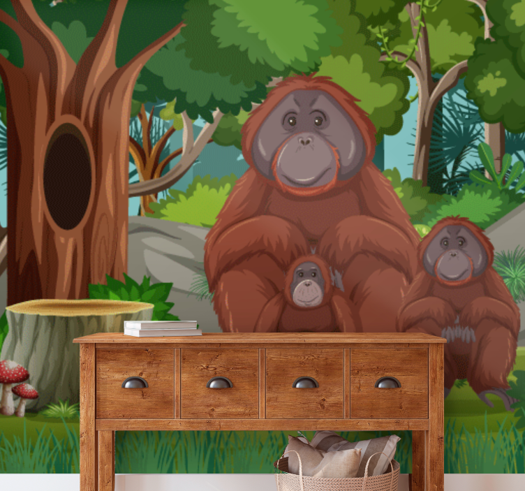 Fotomurale animali scena di famiglia di orangutani - TenStickers