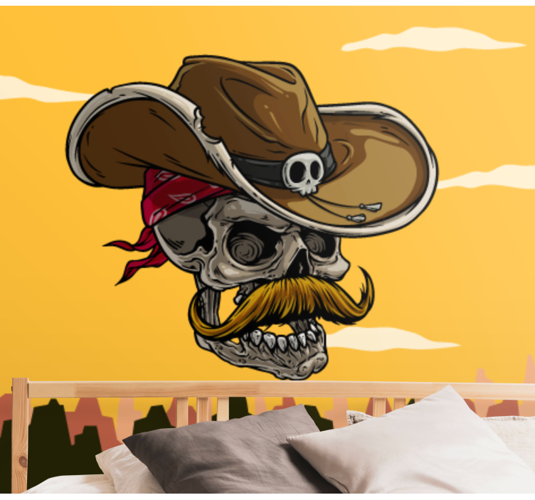 Fotomurale arte urbana disegno del teschio del cowboy - TenStickers