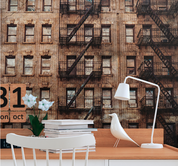 Fotomurale città facciata in mattoni urbani - TenStickers