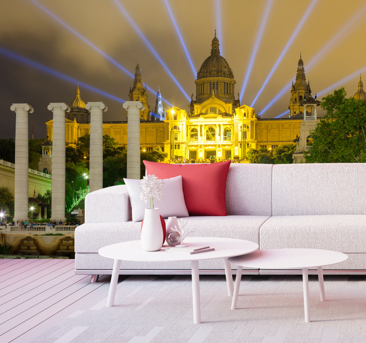 Fotomurale città luci notturne di barcellona - TenStickers