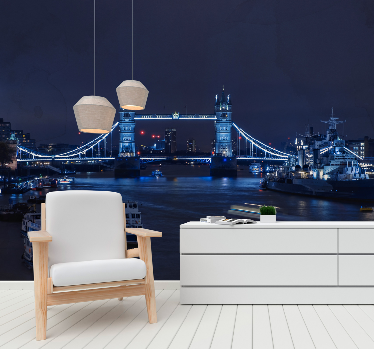 Fotomurale Londra vista notturna del tower bridge - TenStickers