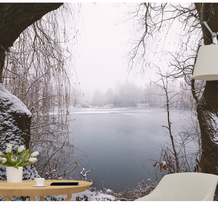 Fotomurale montagna vista sul lago ghiacciato - TenStickers