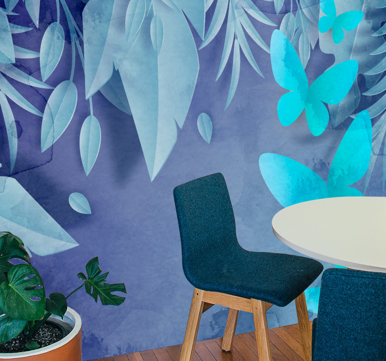 Fotomurali natura disegno di farfalle frondose - TenStickers