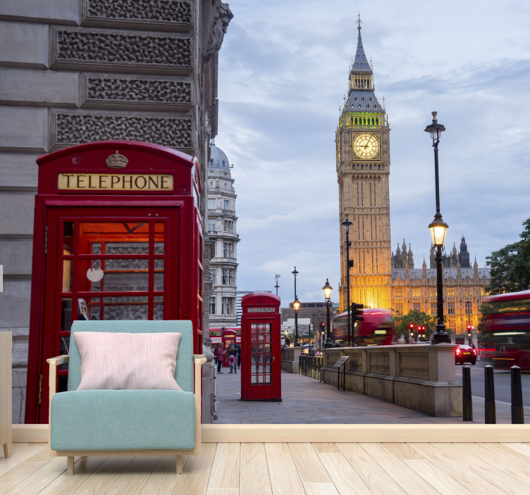 Fotomurale Londra Cabina telefonica della città - TenStickers
