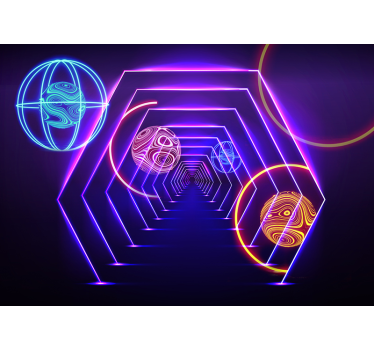 Fotomurale 3d Sfere nel tunnel - TenStickers