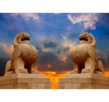 Fotomurale animali leoni di pietra - TenStickers
