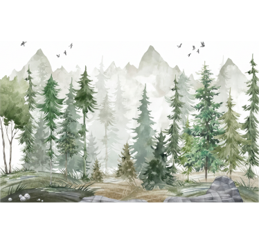 Fotomurale foresta pino nordico minimalista - TenStickers