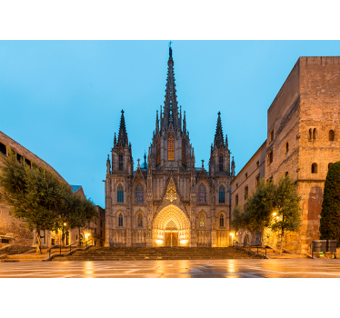 Fotomurale Barcellona notte della cattedrale gotica - TenStickers