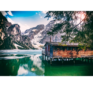 Fotomurale paesaggi lago di Braies - TenStickers