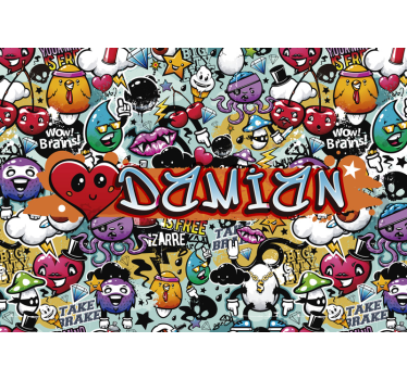 Fotomurale con emoticon e nome personalizzabile - TenStickers
