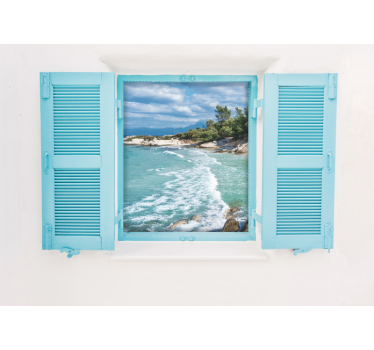 Fotomurale mare vista tranquilla dalla finestra sulla costa - TenStickers