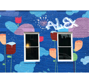 Fotomurale arte urbana elementi floreali colorati - TenStickers