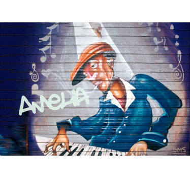 Fotomurale arte urbana musicista con cappello - TenStickers