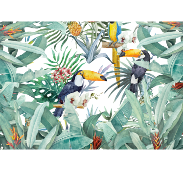 Fotomurale animali tucani tra il fogliame - TenStickers