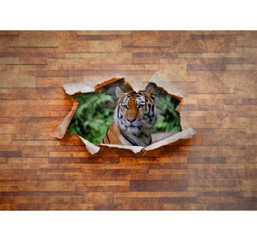 Fotomurale animali testa di tigre su muro - TenStickers